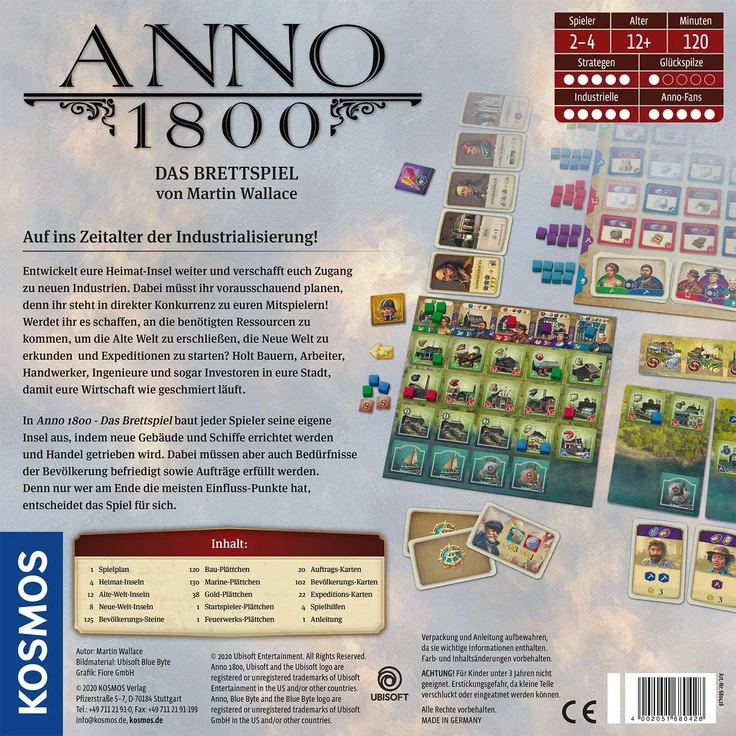 KOSMOS 680428 'Anno 1800', Aufbau-Strategiespiel, Brettspiel für 2-4 Spieler, ab 12 Jahren, mit Originalgrafiken, Spieldauer 120 Minuten – Bild 2