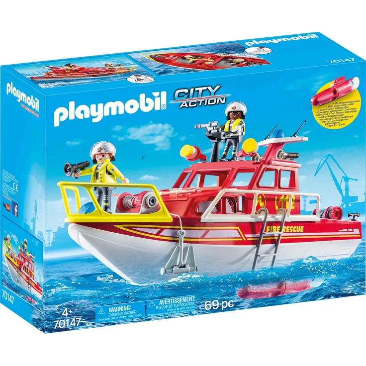 Playmobil 70147 City Action Feuerlöschboot, bunt