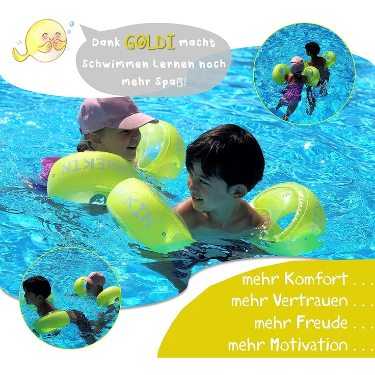 EDWEKIN® Schwimmflügel für Kinder mit extragroßen Luftkammern; Schwimmhilfe für Baby / Kleinkinder von 1 bis 6 Jahren; Perfekte Schwimmlernhilfe für Mädchen und Jungs, transparentes Design – Bild 4