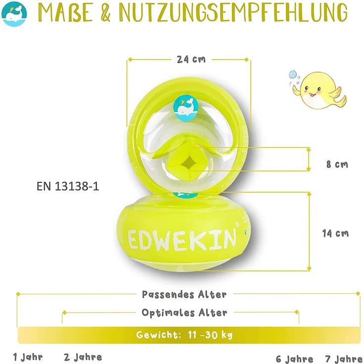 EDWEKIN® Schwimmflügel für Kinder mit extragroßen Luftkammern; Schwimmhilfe für Baby / Kleinkinder von 1 bis 6 Jahren; Perfekte Schwimmlernhilfe für Mädchen und Jungs, transparentes Design – Bild 5