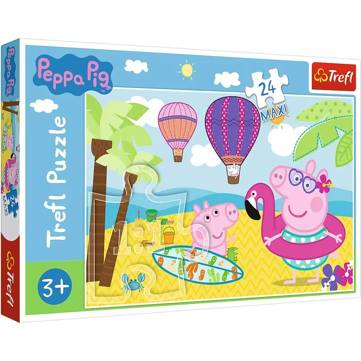 Trefl, Puzzle, Peppa Wutz macht Ferien, 24 Maxiteile, Peppa Pig, für Kinder ab 3 Jahren