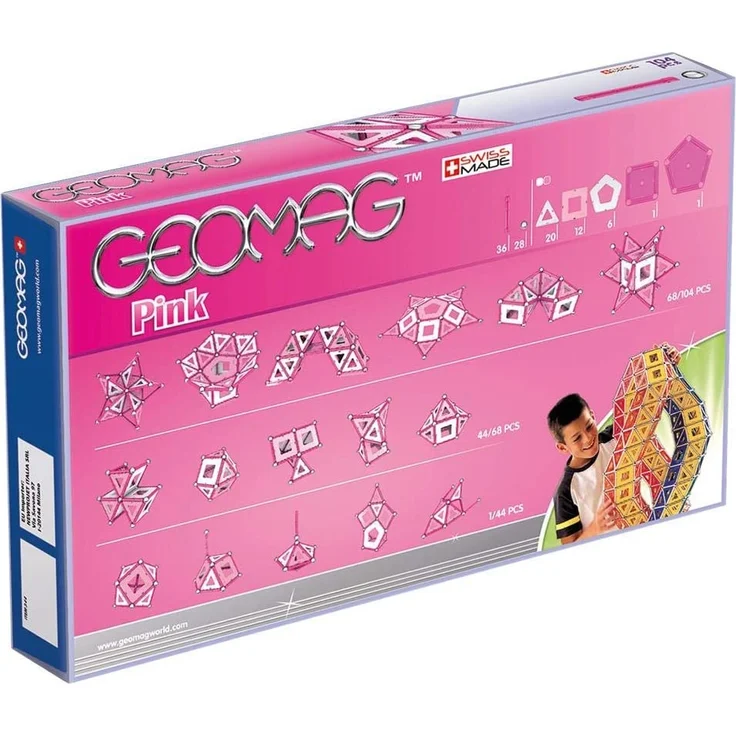 Geomag, Classic Pink 344, Magnetkonstruktionen und Lernspiele, Konstruktionsspielzeug, 104-teilig – Bild 7