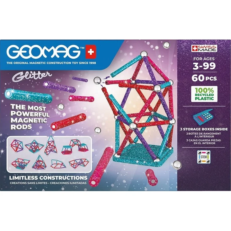 Geomag Glitter Recycled Neodym-Magnet-Spielzeug 3 Jahr(e) Mehrfarbig – Bild 3
