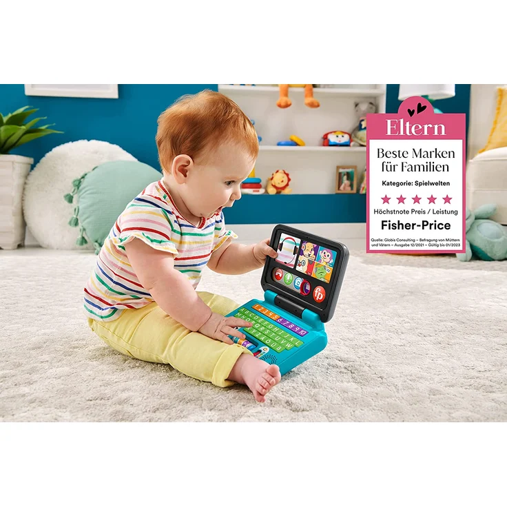 Mattel Fisher-Price Lernspaß Homeoffice Laptop (D, E) – Bild 2