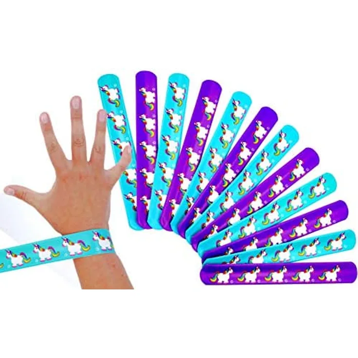 8 x Schnapp-Armband Einhorn ca. 22x3cm, 4xLila und 4xMint