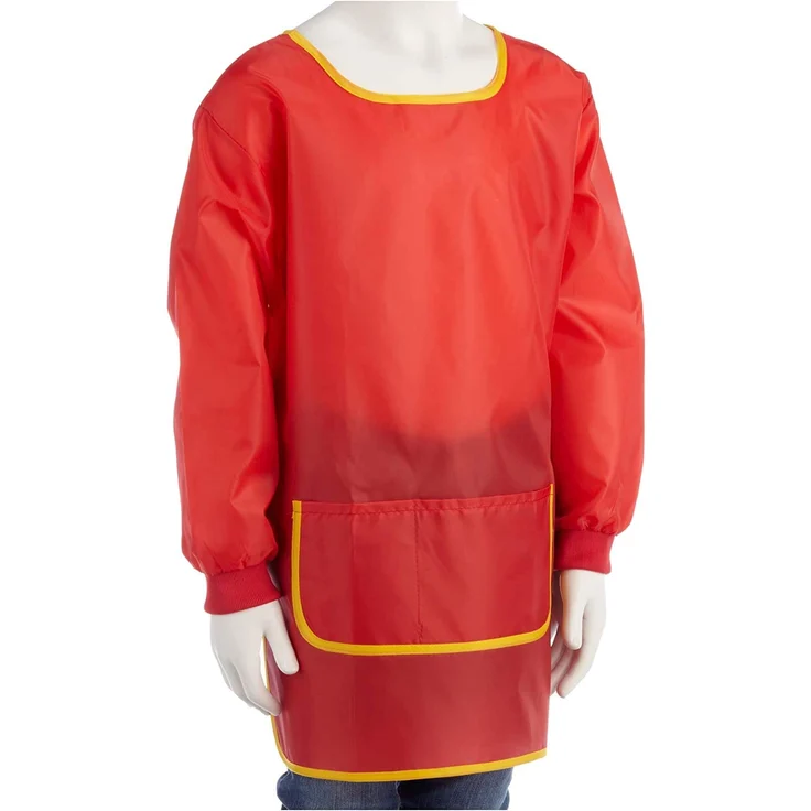 Idena 611186 - Bastelschürze für Kinder von 7 - 8 Jahren mit langen Ärmeln und Klettverschluss, perfekt zum Malen, Basteln, Kochen und Matschen, rot – Bild 3