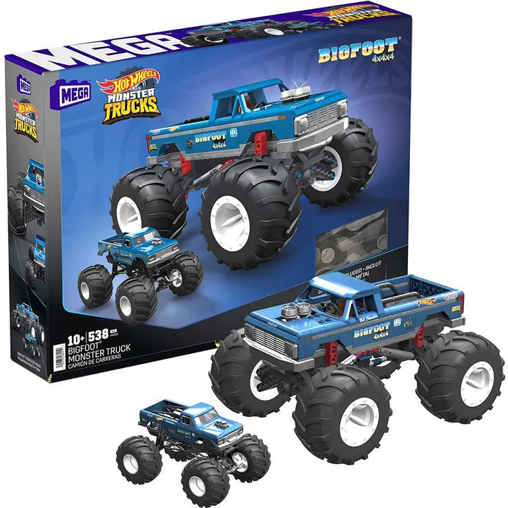 Mattel HHD20 MEGA Hot Wheels Bauset Bigfoot Monster Truck mit 538 Teilen für Erwachsene