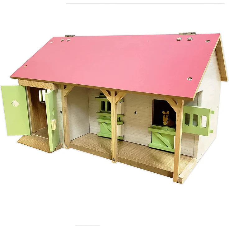 Kids Globe Spielzeug-Pferdestall mit 2 Boxen Aufbewahrung 1:32 Rosa - Preisvergleich – Bild 4