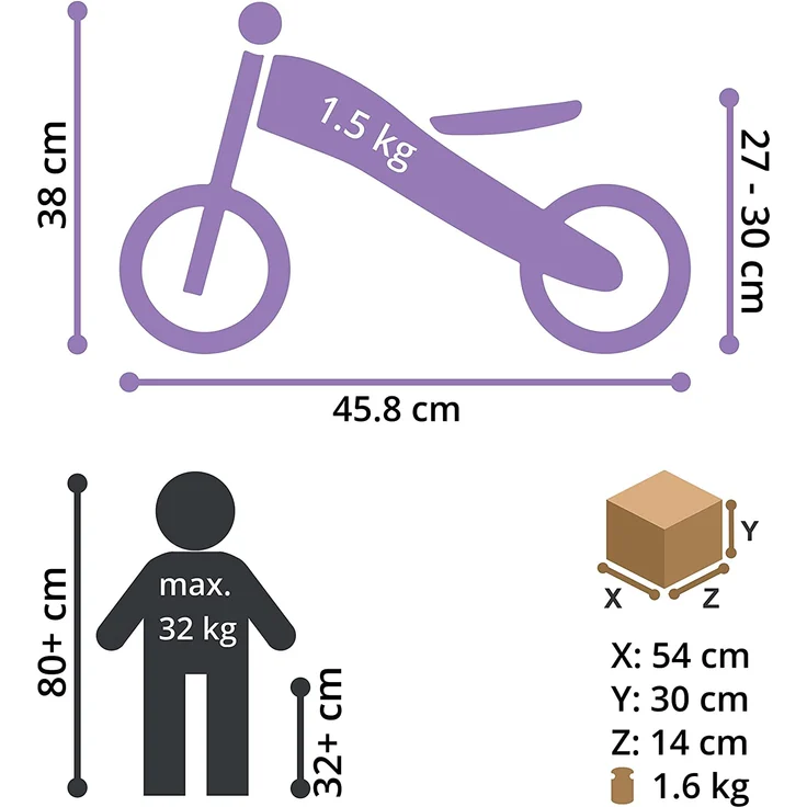 BIKESTAR Mini Kinder Laufrad Holz Lauflernrad mit DREI Rädern für Jungen und Mädchen ab 1 – 1,5 Jahre | 2 in 1 Kinderlaufrad | Kleine Prinzessin | Risikofrei Testen – Bild 8