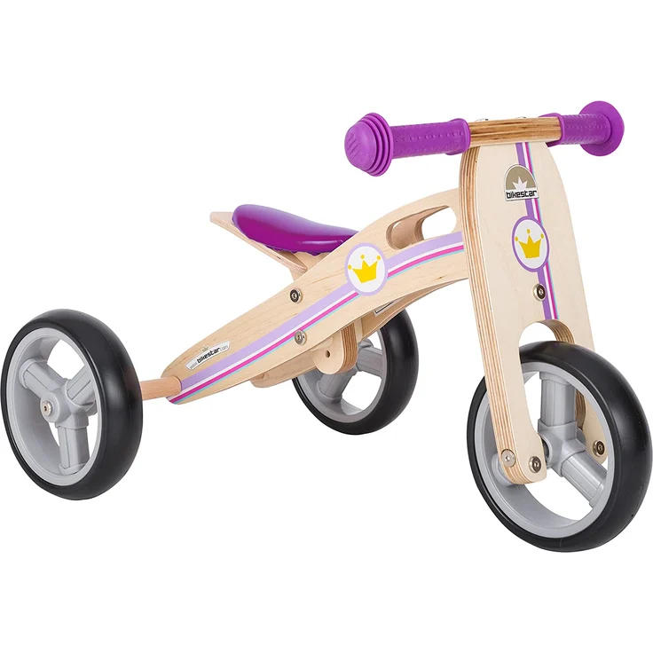 BIKESTAR Mini Kinder Laufrad Holz Lauflernrad mit DREI Rädern für Jungen und Mädchen ab 1 – 1,5 Jahre | 2 in 1 Kinderlaufrad | Kleine Prinzessin | Risikofrei Testen – Bild 2