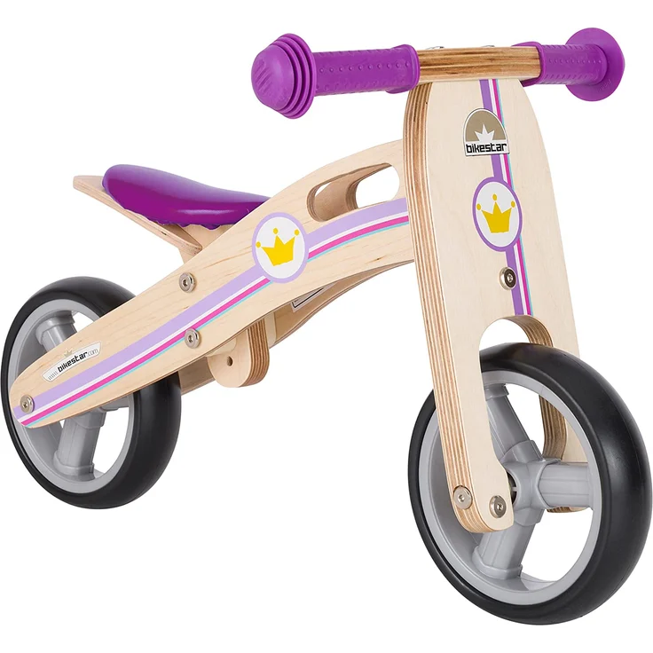 BIKESTAR Mini Kinder Laufrad Holz Lauflernrad mit DREI Rädern für Jungen und Mädchen ab 1 – 1,5 Jahre | 2 in 1 Kinderlaufrad | Kleine Prinzessin | Risikofrei Testen – Bild 7