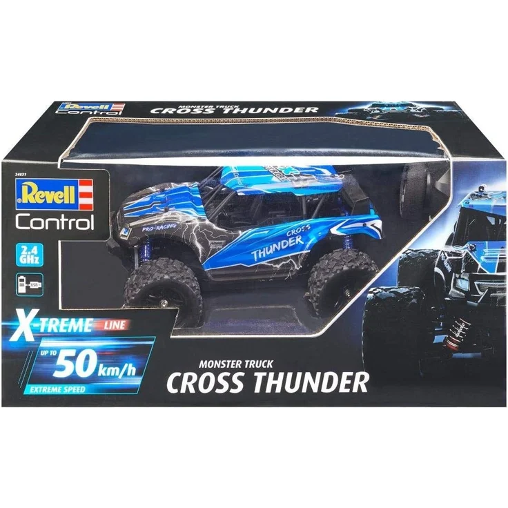 Revell Control 24831 X-Treme schneller RC Truggy Cross Thunder, 2.4 GHz, proportional, 4WD Allrad, geländegängig, bis zu 50 km/h ferngesteuertes Auto, Blau – Bild 2