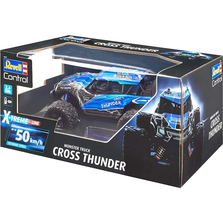 Revell Control 24831 X-Treme schneller RC Truggy Cross Thunder, 2.4 GHz, proportional, 4WD Allrad, geländegängig, bis zu 50 km/h ferngesteuertes Auto, Blau – Bild 9
