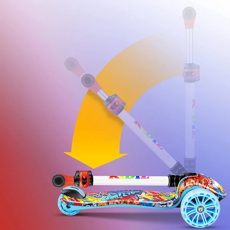 KIDIZ® Roller Kinder Scooter Pro1 Dreiradscooter mit PU LED Leuchtenden Räder Kinderroller Tret-Roller höhenverstellbarer Cityroller Kinderscooter für Kinder Jungen Mädchen ab 3-12 Jahre Graffiti – Bild 8