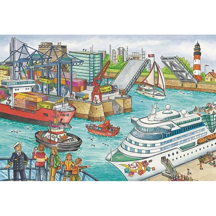 Schmidt Spiele 56508 Verkehrsmittel, Puzzle-Box im Metallkoffer, 2x26 und 2x48 Teile Kinderpuzzle, bunt – Bild 10