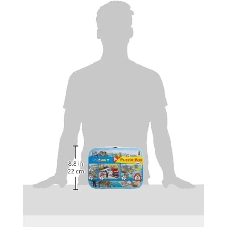 Schmidt Spiele 56508 Verkehrsmittel, Puzzle-Box im Metallkoffer, 2x26 und 2x48 Teile Kinderpuzzle, bunt – Bild 6