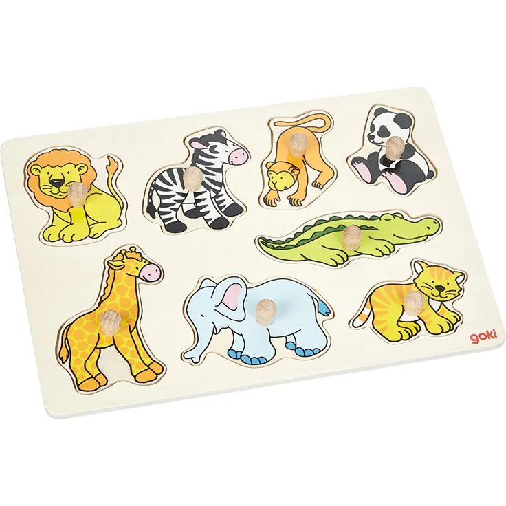Goki 57874 - Steckpuzzle - Zootiere