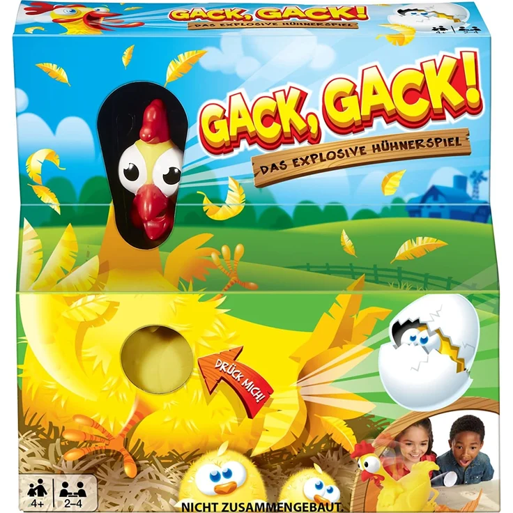 Mattel Games FRL48 - Gack Gack lustiges Hühnerspiel und Kinderspiel geeignet für 2 - 4 Spieler, Kinderspiele ab 5 Jahren – Bild 1