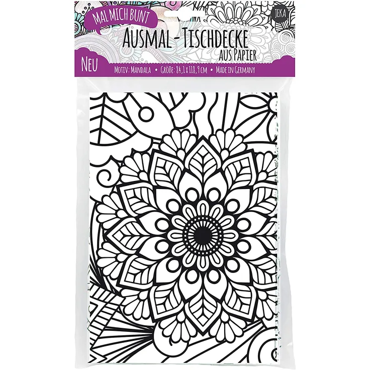 JEKA - MAL MICH BUNT - Ausmal-Tischdecke aus Papier, Motiv Mandala
