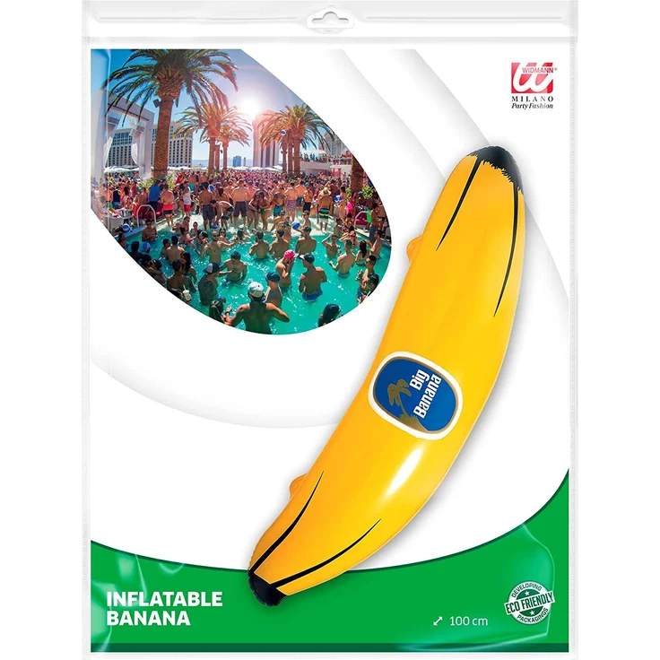 Aufblasbare Banane 100 cm - Dschungelbanana Bananendeko Fasching – Bild 2