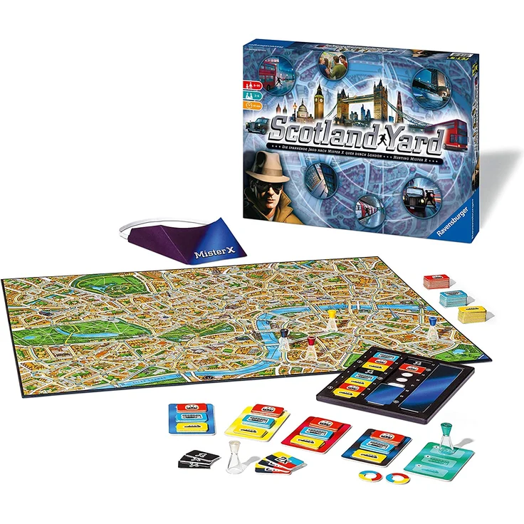 Ravensburger Scotland Yard, Brettspiel, Gesellschafts- und Familienspiel, für Kinder und Erwachsene, Spiel des Jahres, für 2-6 Spieler, ab 8 Jahre – Bild 2