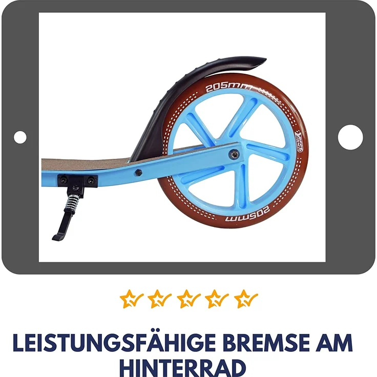 Best Sporting Scooter Leopard 205er Rolle, aus Aluminium, klappbar, Hellblau – Bild 6
