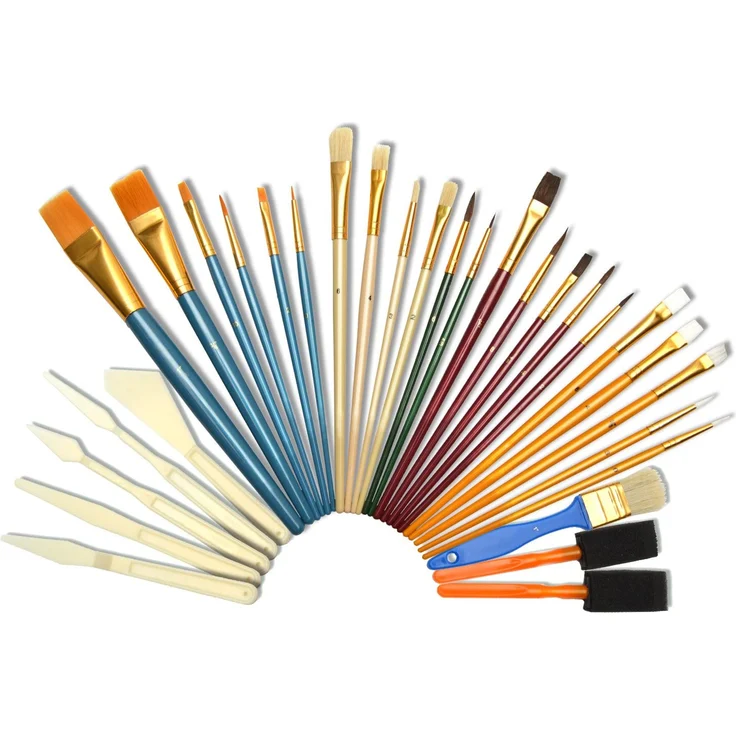 Artina 30er Pinsel-Set - diverse Pinselarten mit Malmessern - ideal für alle Bereiche der Kunst und Malerei – Bild 1