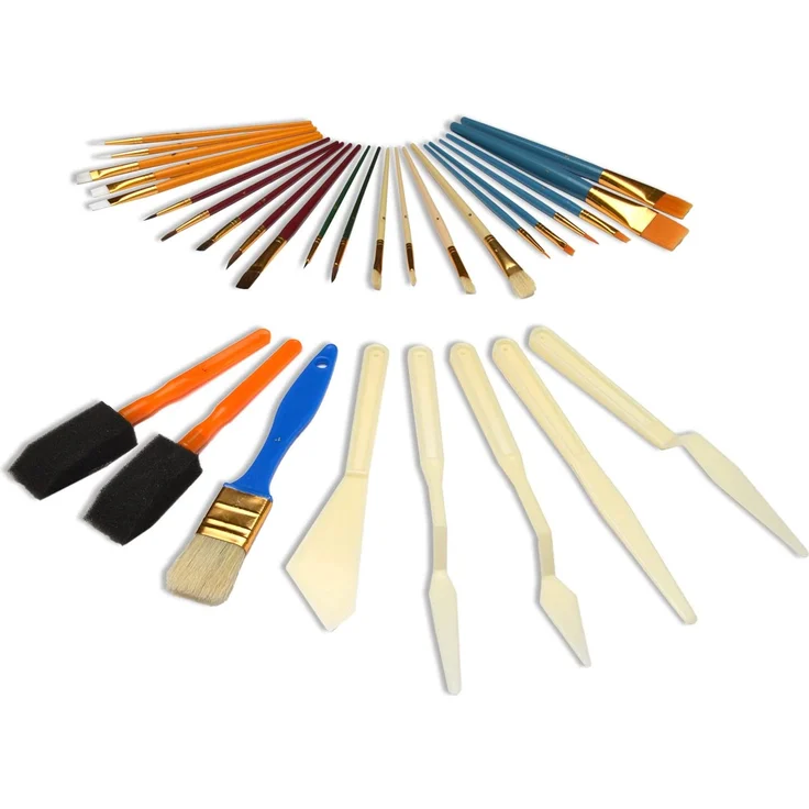 Artina 30er Pinsel-Set - diverse Pinselarten mit Malmessern - ideal für alle Bereiche der Kunst und Malerei – Bild 2