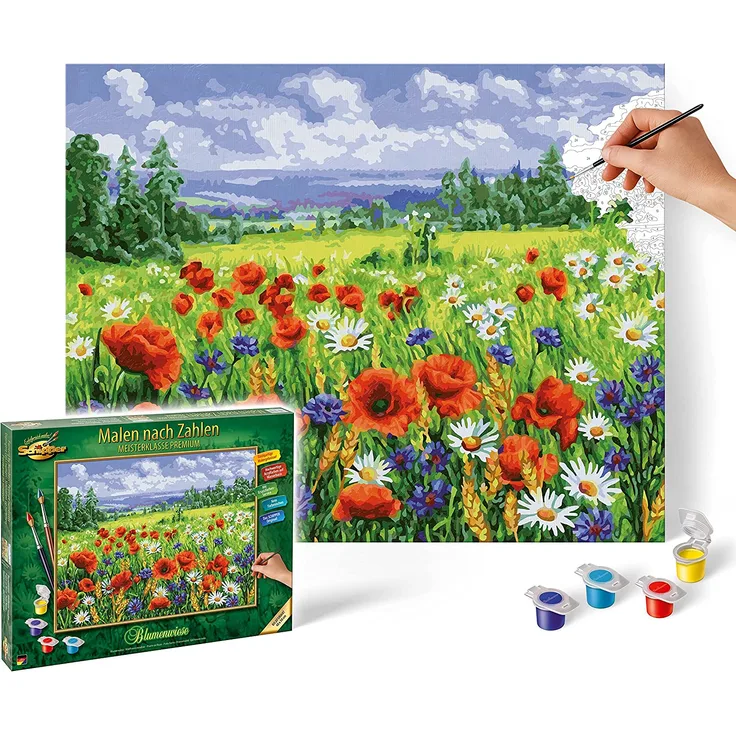 Schipper 609130824 Malen nach Zahlen, Blumenwiese - Bilder malen für Erwachsene, inklusive Pinsel und Acrylfarben, 40 x 50 cm
