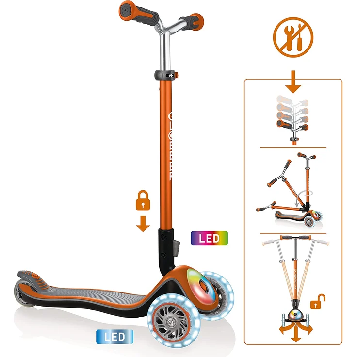 Scooter Globber Elite Prime kupfer mit Leuchtrollen u. Leuchtdeck – Bild 2