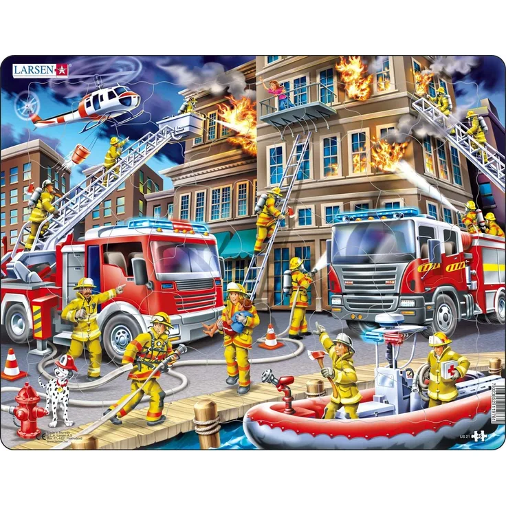 Larsen US21 Feuerwehrleute in Aktion, Rahmenpuzzle mit 45 Teilen