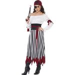 Piraten-Lady Kostüm Kleid mit Armbinden Gürtel und Kopftuch, Large