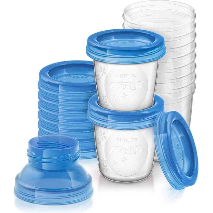 Philips Avent Aufbewahrungssystem für Muttermilch, Becher inklusive Deckel, Adapter (Modell SCF618/10) – Bild 1