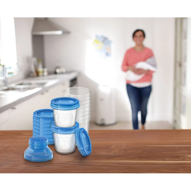 Philips Avent Aufbewahrungssystem für Muttermilch, Becher inklusive Deckel, Adapter (Modell SCF618/10) – Bild 4