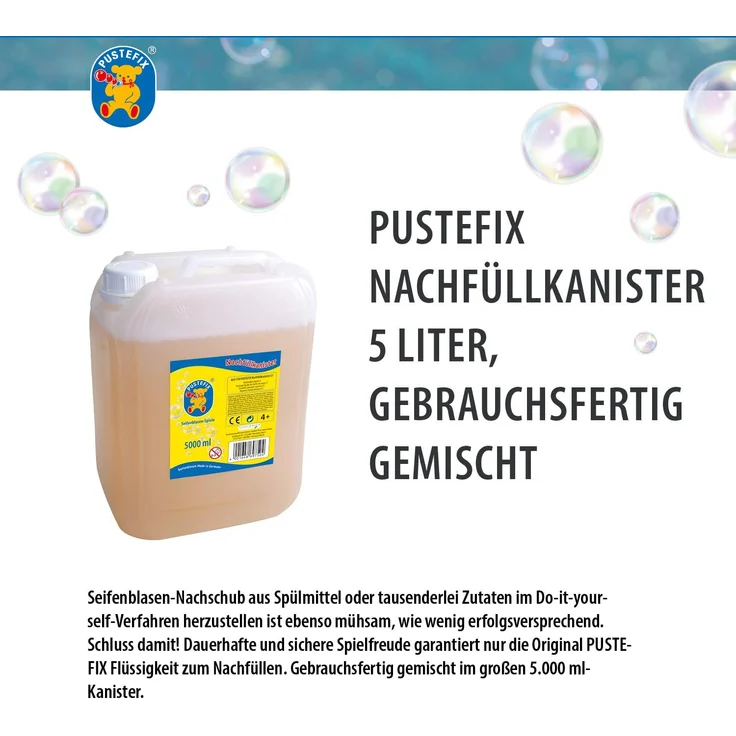 Pustefix Nachfüllkanister I 5 l Seifenblasenflüssigkeit I Bunte Bubbles Made in Germany I Seifenblasen für Hochzeit, Kindergeburtstag, Sommerfest I Bunte Seifenblasen für Kinder & Erwachsene – Bild 3