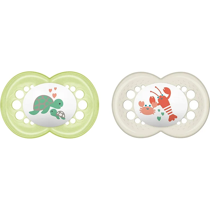MAM Original Silikon Schnuller im 2er-Set, besonders sanfter Schnuller, Baby Schnuller aus speziellem MAM SkinSoft Silikon mit Schnullerbox, 16+ Monate, grau – Bild 1
