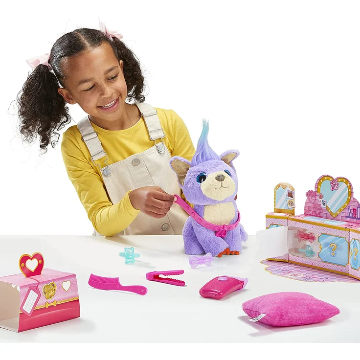 Little Live Pets 30147 Scruff-a-Luvs Cutie Cuts, Überraschungshündchen aus super weichem Plüsch: Rasiere, wasche und Style Dein Plüschtier mit insgesamt 10 Überraschungen,lila – Bild 8