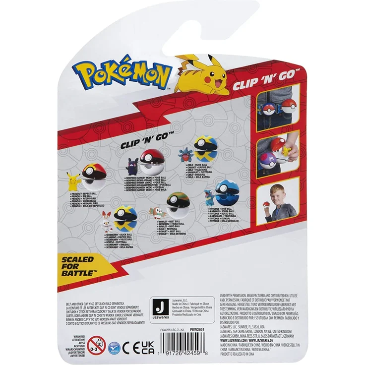 Pokémon PKW2651 - Clip and Go Pokéball - Karnimani & Tauchball, offizieller Pokéball mit beweglicher 5 cm Figur – Bild 4