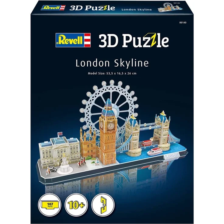 Revell 3D Puzzle 00140 Skyline mit Buckingham Palace, London-Eye, Tower Bridge und Big Ben Die Welt in 3D entdecken, Bastelspass für Jung und Alt, farbig – Bild 2