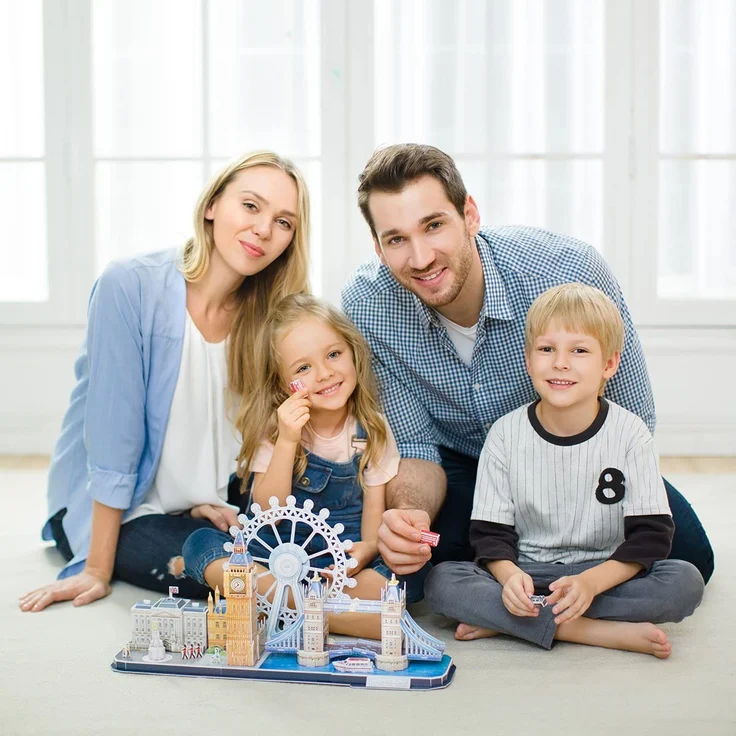 Revell 3D Puzzle 00140 Skyline mit Buckingham Palace, London-Eye, Tower Bridge und Big Ben Die Welt in 3D entdecken, Bastelspass für Jung und Alt, farbig – Bild 7