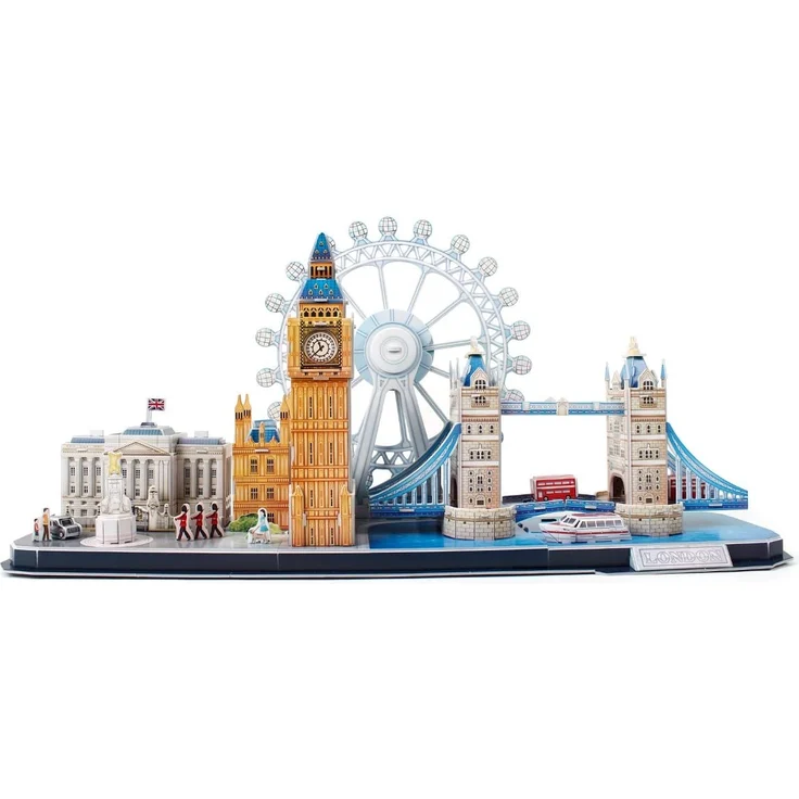 Revell 3D Puzzle 00140 Skyline mit Buckingham Palace, London-Eye, Tower Bridge und Big Ben Die Welt in 3D entdecken, Bastelspass für Jung und Alt, farbig – Bild 3