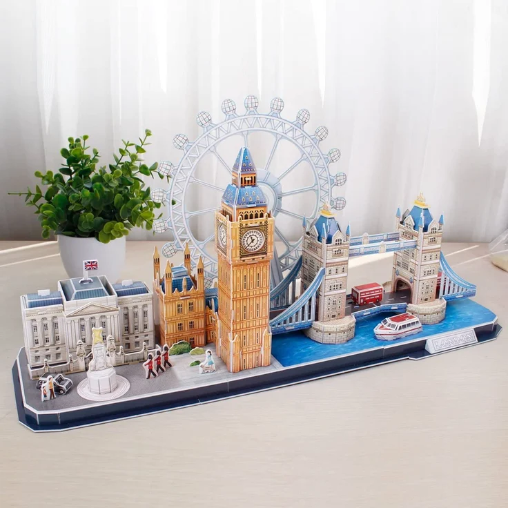 Revell 3D Puzzle 00140 Skyline mit Buckingham Palace, London-Eye, Tower Bridge und Big Ben Die Welt in 3D entdecken, Bastelspass für Jung und Alt, farbig – Bild 5