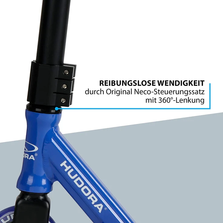 HUDORA 14025 'Stunt-Scooter XQ-12' Scooter, ab 8 Jahren, Lenkerhöhe ca. 82,5 cm, 360° Lenkung, High-Rebound Rollen, max. belastbar bis 100 kg, blau/schwarz – Bild 6