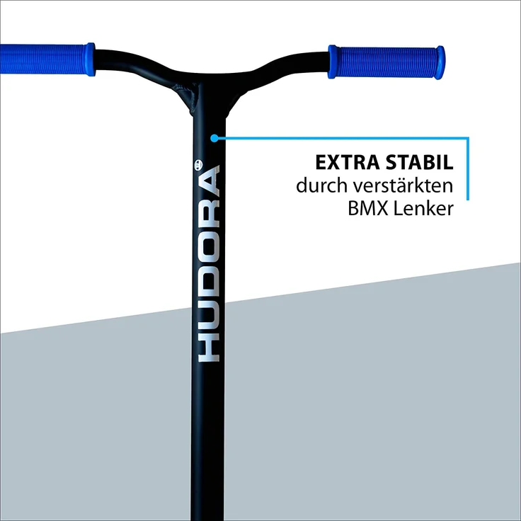 HUDORA 14025 'Stunt-Scooter XQ-12' Scooter, ab 8 Jahren, Lenkerhöhe ca. 82,5 cm, 360° Lenkung, High-Rebound Rollen, max. belastbar bis 100 kg, blau/schwarz – Bild 3