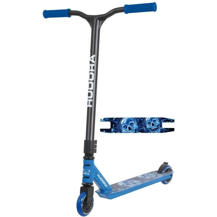 HUDORA 14025 'Stunt-Scooter XQ-12' Scooter, ab 8 Jahren, Lenkerhöhe ca. 82,5 cm, 360° Lenkung, High-Rebound Rollen, max. belastbar bis 100 kg, blau/schwarz – Bild 1