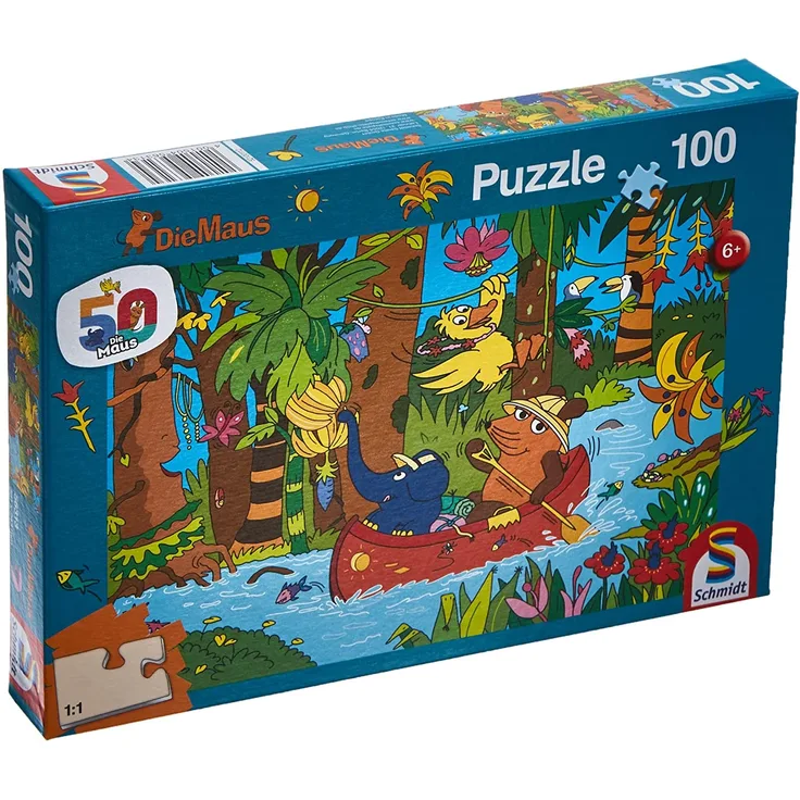 Schmidt Spiele Puzzle 56313 Die Maus, Im Dschungel, 100 Teile Kinderpuzzle, bunt