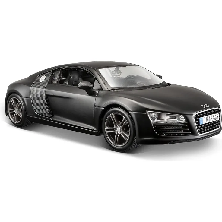 Maisto Audi R8: Originalgetreues Modellauto mit Türen und Kofferraum zum Öffnen,Maßstab 1:24, Fertigmodell, 20 cm, schwarz (531281M)