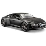 Maisto Audi R8: Originalgetreues Modellauto mit Türen und Kofferraum zum Öffnen,Maßstab 1:24, Fertigmodell, 20 cm, schwarz (531281M)