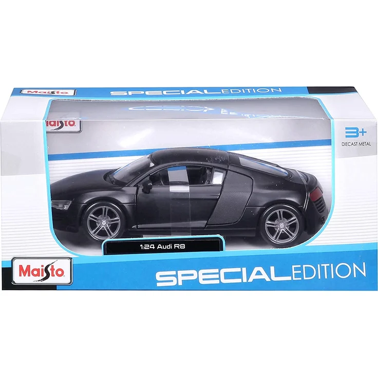 Maisto Audi R8: Originalgetreues Modellauto mit Türen und Kofferraum zum Öffnen,Maßstab 1:24, Fertigmodell, 20 cm, schwarz (531281M) – Bild 7