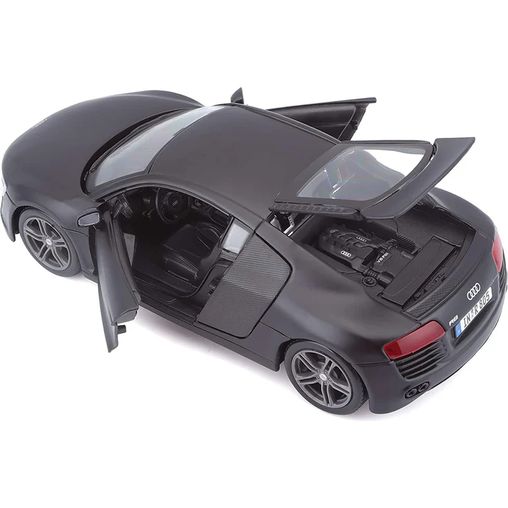 Maisto Audi R8: Originalgetreues Modellauto mit Türen und Kofferraum zum Öffnen,Maßstab 1:24, Fertigmodell, 20 cm, schwarz (531281M) – Bild 5